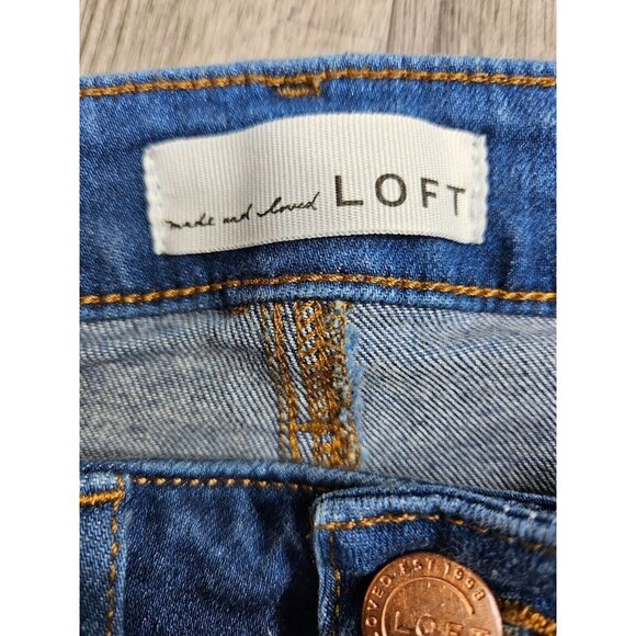 (3/$35) Loft Size 26 / 2 Curvy Skinny Cropped Slim Pockets Distressed Blue Jeans - Picture 5 of 14